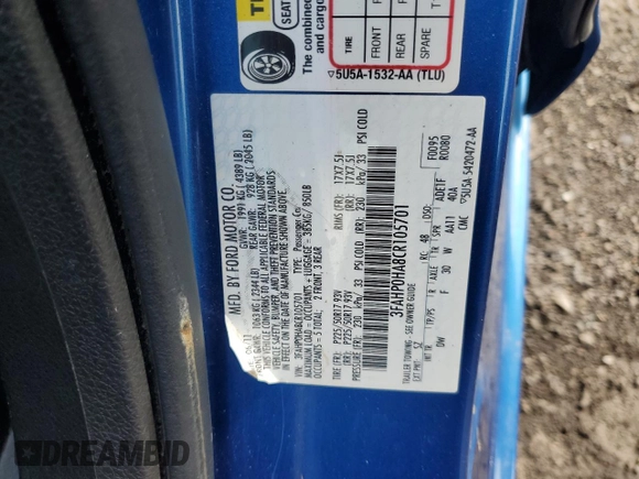 2012 Ford Fusion SE z VIN 3FAHP0HA8CR105701, wystawiony jako Copart lot #64073175 z przebiegiem 100 617 mil mil oraz Czysty tytuł • Clean title. Historia ofert i sprzedaży dostępna na DreamBid. Obrazek 12.