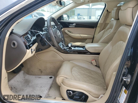 2015 Audi A8 L 4.0T with VIN WAU32AFD9FN024605, listed as a Copart auction lot 52086125 with 70,730 mi miles and Salvage Title. Bid and sale history available at carsss.com. Image 7.