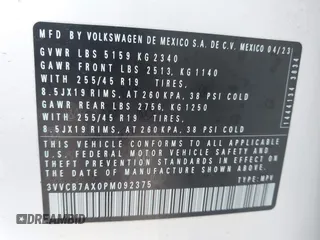 2023 Volkswagen Tiguan SE R-Line Black с VIN 3VVCB7AX0PM092375, выставлен на аукционе IAAI как лот 42176568 с пробегом 25 037 миль миль и . История ставок и продаж доступна на DreamBid. Изображение 9.