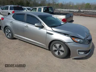 2012 Kia Optima Hybrid with VIN KNAGM4AD9C5020070, listed as a IAAI auction lot 41952137 with 153,942 mi miles. Bid and sale history available at carsss.com. Image 1.
