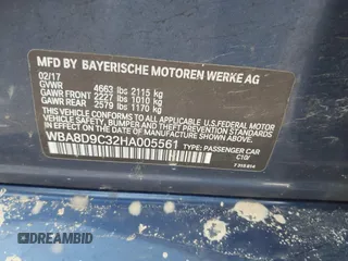 2017 BMW 3 Series 330i xDrive with VIN WBA8D9C32HA005561, listed as a IAAI auction lot 42161234 with Not provided miles and . Bid and sale history available at DreamBid. Image 9.