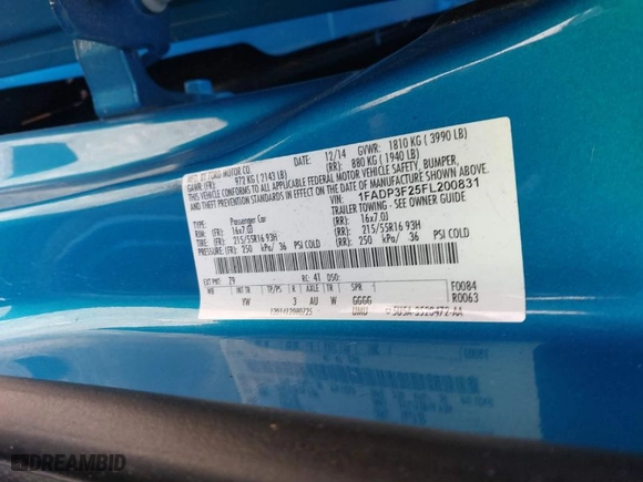 2015 Ford Focus SE with VIN 1FADP3F25FL200831, listed as a IAAI auction lot 41785206 with 141,139 mi miles. Bid and sale history available at carsss.com. Image 9.