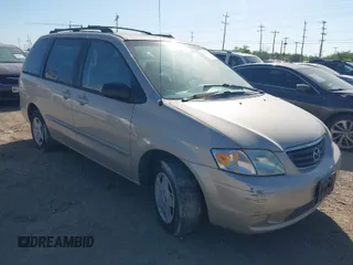 2001 Mazda MPV DX with VIN JM3LW28G710206403, listed as a IAAI auction lot 41973136 with 143,686 mi miles. Bid and sale history available at carsss.com. Image 1.