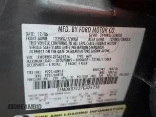 2007 Ford Freestyle Limited with VIN 1FMDK03127GA26256, listed as a Copart auction lot 41483275 with 220,611 mi miles and Salvage Title. Bid and sale history available at carsss.com. Image 13.