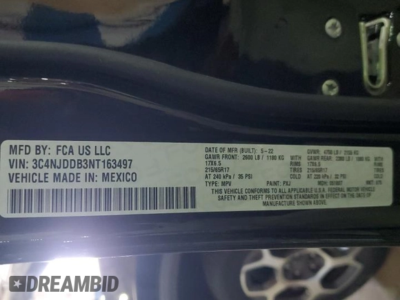 2022 Jeep Compass Trailhawk z VIN 3C4NJDDB3NT163497, wystawiony jako Copart lot #42691135 z przebiegiem 19 450 mil mil oraz Szkoda całkowita • Salvage title. Historia ofert i sprzedaży dostępna na DreamBid. Obrazek 13.