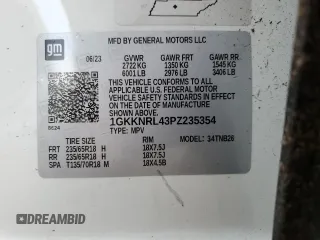 2023 GMC Acadia SLE with VIN 1GKKNRL43PZ235354, listed as a Copart auction lot 53048085 with 30,545 mi miles and Salvage title. Bid and sale history available at DreamBid. Image 15.