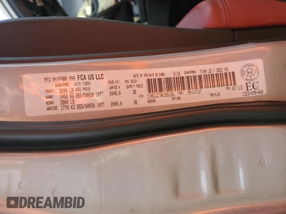 2019 Dodge Durango R/T with VIN 1C4SDJCT8KC691921, listed as a Copart auction lot 51463185 with Not provided miles and Salvage title. Bid and sale history available at DreamBid. Image 15.