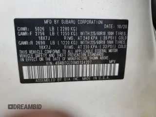 2021 Subaru Outback Onyx XT with VIN 4S4BTGLD0M3124227, listed as a Copart auction lot 65682645 with 72,663 mi miles and Salvage title. Bid and sale history available at DreamBid. Image 14.