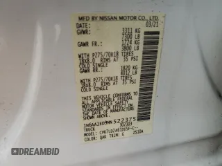 2021 Nissan Titan Pro-4X с VIN 1N6AA1ED9MN522375, выставлен на аукционе Copart как лот 54045655 с пробегом Не указан миль и Списание • Salvage title. История ставок и продаж доступна на DreamBid. Изображение 12.