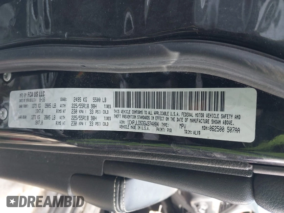 2016 Jeep Cherokee Limited with VIN 1C4PJLDS3GW374084, listed as a IAAI auction lot 41646098 with 112,510 mi miles. Bid and sale history available at carsss.com. Image 9.