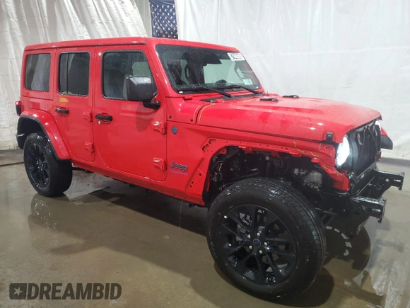 2025 Jeep Wrangler Sahara with VIN 1C4RJXP67SW577826, listed as a Copart auction lot 57946505 with 2,006 mi miles and Clean title. Bid and sale history available at DreamBid. Image 4.