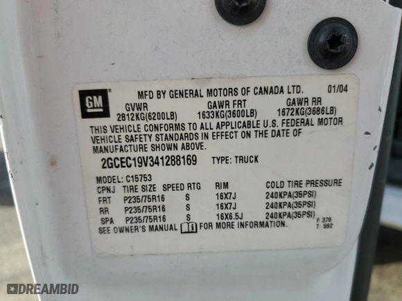 2004 Chevrolet Silverado 1500 Work Truck with VIN 2GCEC19V341288169, listed as a Copart auction lot 86888684 with 238,028 mi miles and Salvage Title. Bid and sale history available at carsss.com. Image 12.