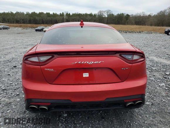 2020 Kia Stinger GT1 with VIN KNAE45LC6L6082408, listed as a Copart auction lot 87457524 with 84,510 mi miles and Salvage Title. Bid and sale history available at DreamBid. Image 6.