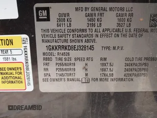2014 GMC Acadia SLT with VIN 1GKKRRKD8EJ328145, listed as a IAAI auction lot 41376965 with 128,711 mi miles. Bid and sale history available at carsss.com. Image 9.