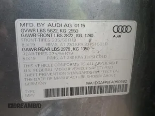 2015 Audi Q5 Premium Plus with VIN WA1DGAFP6FA090582, listed as a Copart auction lot 56689595 with 122,907 mi miles and Salvage title. Bid and sale history available at DreamBid. Image 13.