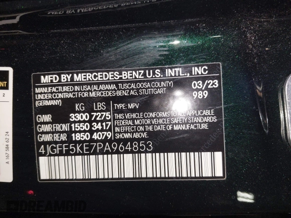 2023 Mercedes-Benz GLS 450 with VIN 4JGFF5KE7PA964853, listed as a IAAI auction lot 42129116 with 23,753 mi miles and . Bid and sale history available at DreamBid. Image 9.