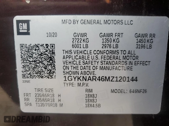 2021 Cadillac XT5 FWD Luxury with VIN 1GYKNAR46MZ120144, listed as a Copart auction lot 85758424 with 39,471 mi miles and Salvage Title. Bid and sale history available at carsss.com. Image 15.