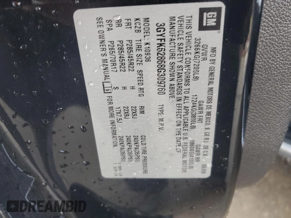 2008 Cadillac Escalade EXT z VIN 3GYFK62868G309760, wystawiony jako Copart lot #84683054 z przebiegiem 147 625 mil mil oraz Szkoda całkowita • Salvage title. Historia ofert i sprzedaży dostępna na DreamBid. Obrazek 12.