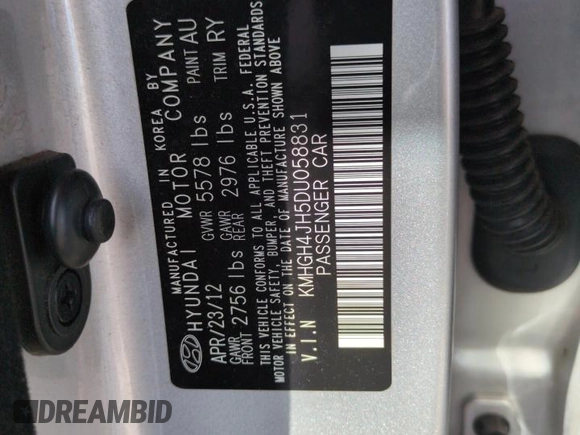 2013 Hyundai Equus Signature with VIN KMHGH4JH5DU058831, listed as a Copart auction lot 51623045 with 164,524 mi miles and Salvage Title. Bid and sale history available at DreamBid. Image 12.