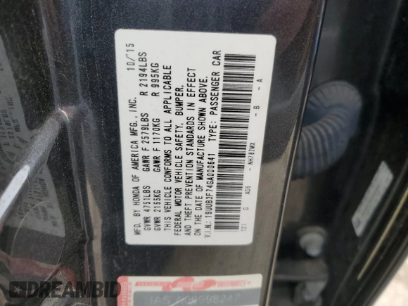 2016 Acura TLX Advance with VIN 19UUB3F74GA000641, listed as a Copart auction lot 55350555 with 135,221 mi miles and Salvage title. Bid and sale history available at DreamBid. Image 12.
