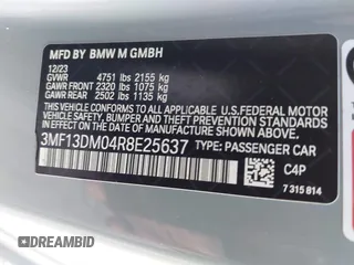 2024 BMW M2 with VIN 3MF13DM04R8E25637, listed as a IAAI auction lot 41556777 with 18,810 mi miles. Bid and sale history available at carsss.com. Image 9.