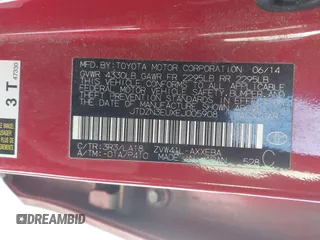 2014 Toyota Prius Two with VIN JTDZN3EUXEJ005908, listed as a IAAI auction lot 41335964 with 167,697 mi miles and . Bid and sale history available at DreamBid. Image 9.