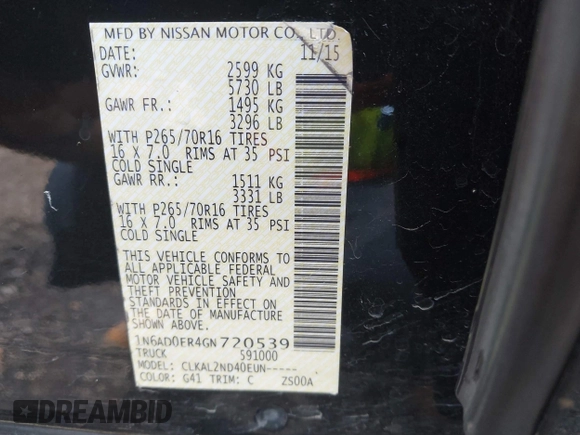 2016 Nissan Frontier S z VIN 1N6AD0ER4GN720539, wystawiony jako IAAI lot #42531617 z przebiegiem 224 902 mil mil oraz . Historia ofert i sprzedaży dostępna na DreamBid. Obrazek 9.