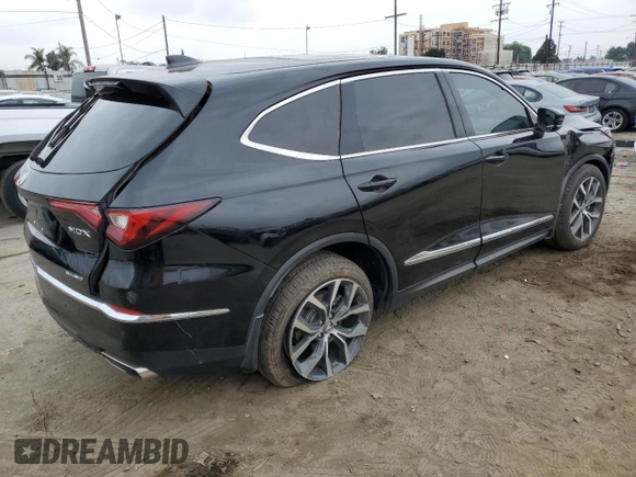 2023 Acura MDX w/Technology Package with VIN 5J8YE1H45PL042305, listed as a Copart auction lot 76709004 with 21,875 mi miles and Salvage Title. Bid and sale history available at carsss.com. Image 3.