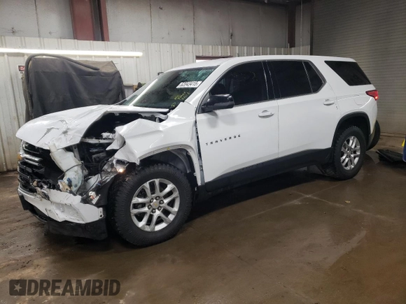 2021 Chevrolet Traverse LS with VIN 1GNERFKW5MJ208172, listed as a Copart auction lot 52043415 with 75,614 mi miles and Salvage title. Bid and sale history available at DreamBid. Image 1.