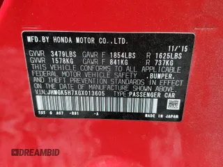 2016 Honda Fit EX with VIN JHMGK5H7XGX013605, listed as a Copart auction lot 53618305 with 46,273 mi miles and Salvage Title. Bid and sale history available at DreamBid. Image 12.