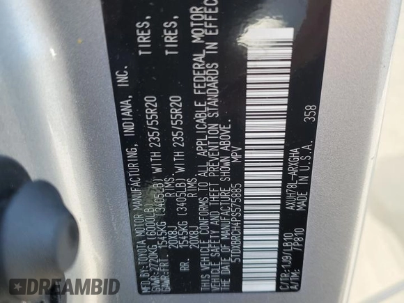 2023 Toyota Highlander Hybrid Limited with VIN 5TDXBRCH4PS575885, listed as a Copart auction lot 64304345 with 15,633 mi miles and Salvage title. Bid and sale history available at DreamBid. Image 14.