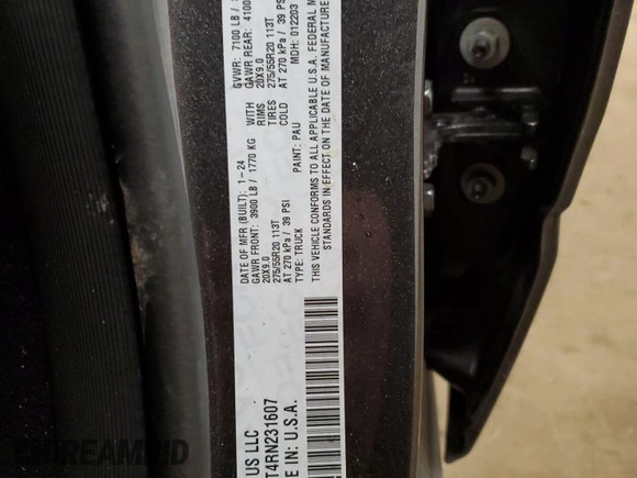2024 Ram 1500 Lone Star z VIN 1C6SRFFT4RN231607, wystawiony jako Copart lot #86272504 z przebiegiem 7 510 mil mil oraz Szkoda całkowita • Salvage title. Historia ofert i sprzedaży dostępna na DreamBid. Obrazek 12.