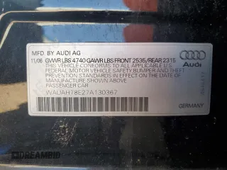2007 Audi A4 с VIN WAUAH78E27A130367, выставлен на аукционе Copart как лот 56736845 с пробегом 161 365 миль миль и Чистый • Clean title. История ставок и продаж доступна на DreamBid. Изображение 13.