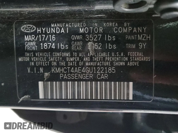 2016 Hyundai Accent SE with VIN KMHCT4AE4GU122185, listed as a Copart auction lot 53192425 with 224,861 mi miles and Clean Title. Bid and sale history available at carsss.com. Image 12.