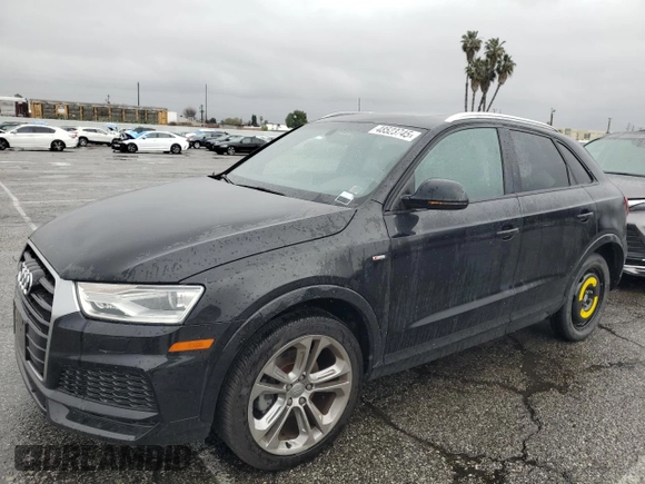 2018 Audi Q3 Premium with VIN WA1BCCFS7JR026757, listed as a Copart auction lot 48523745 with 46,315 mi miles and Salvage Title. Bid and sale history available at carsss.com. Image 1.