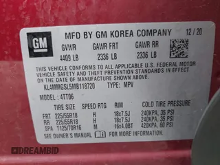 2021 Buick Encore GX Essence with VIN KL4MMGSL5MB118720, listed as a IAAI auction lot 42526561 with 135,855 mi miles and . Bid and sale history available at DreamBid. Image 9.