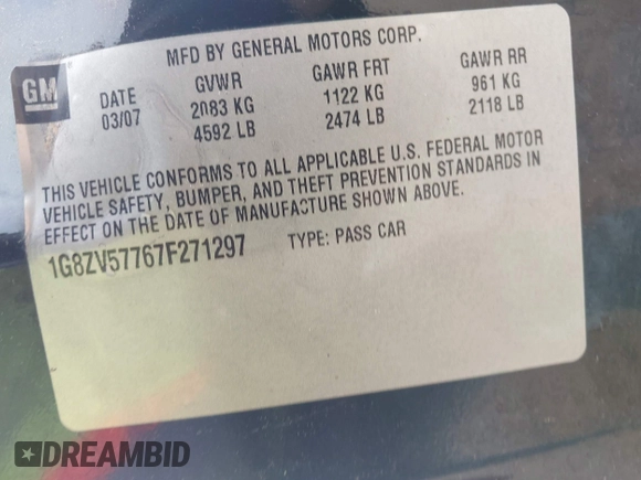 2007 Saturn Aura XR with VIN 1G8ZV57767F271297, listed as a IAAI auction lot 42183245 with 234,840 mi miles and . Bid and sale history available at DreamBid. Image 9.