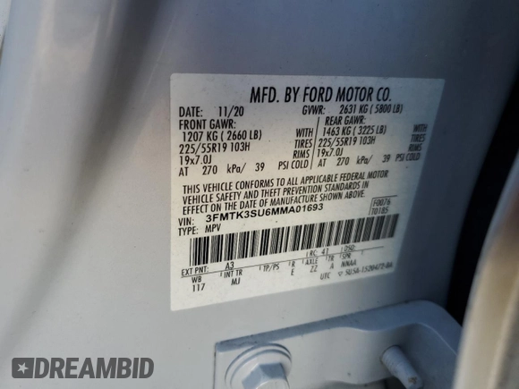 2021 Ford Mustang Mach-E Premium with VIN 3FMTK3SU6MMA01693, listed as a Copart auction lot 47369255 with 71,235 mi miles and Salvage Title. Bid and sale history available at DreamBid. Image 14.
