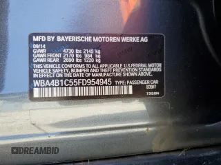2015 BMW 4 Series 435i with VIN WBA4B1C55FD954945, listed as a Copart auction lot 41579735 with Not Provided miles and Clean Title. Bid and sale history available at DreamBid. Image 12.