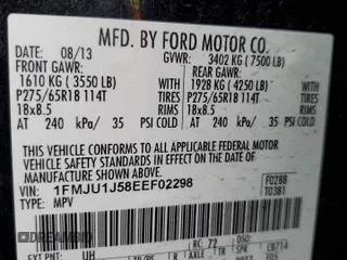 2014 Ford Expedition King Ranch with VIN 1FMJU1J58EEF02298, listed as a Copart auction lot 58672445 with 127,867 mi miles and Salvage title. Bid and sale history available at DreamBid. Image 13.
