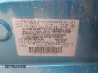 2016 Nissan Note S with VIN 3N1CE2CP6GL361283, listed as a IAAI auction lot 42419369 with 131,600 mi miles and . Bid and sale history available at DreamBid. Image 9.