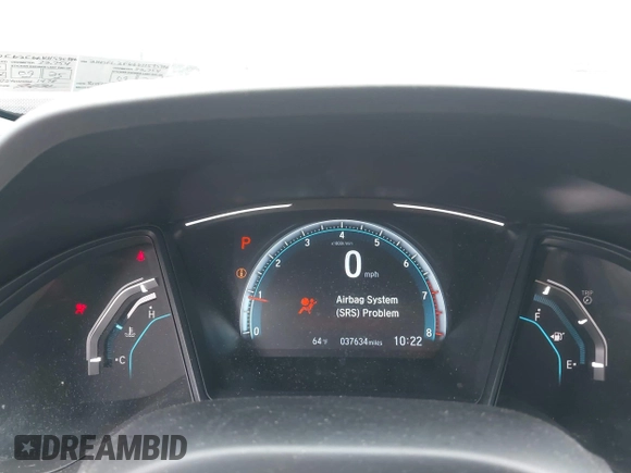 2019 Honda Civic Sedan LX with VIN 2HGFC2F66KH595946, listed as a IAAI auction lot 42017066 with 37,634 mi miles. Bid and sale history available at carsss.com. Image 15.
