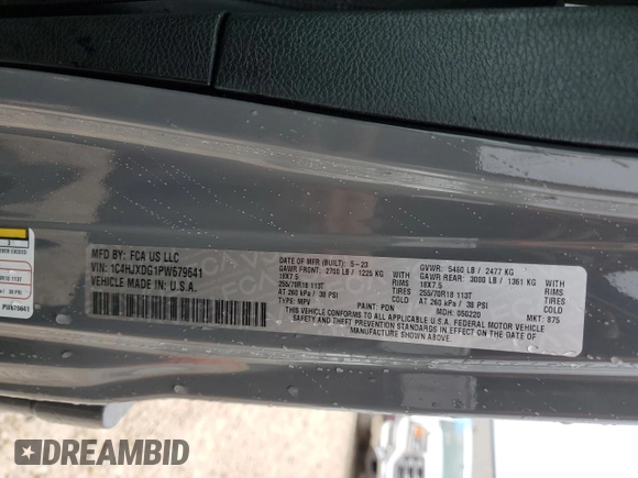 2023 Jeep Wrangler Sport Altitude with VIN 1C4HJXDG1PW679641, listed as a Copart auction lot 50371475 with 18,546 mi miles and Salvage Title. Bid and sale history available at DreamBid. Image 12.