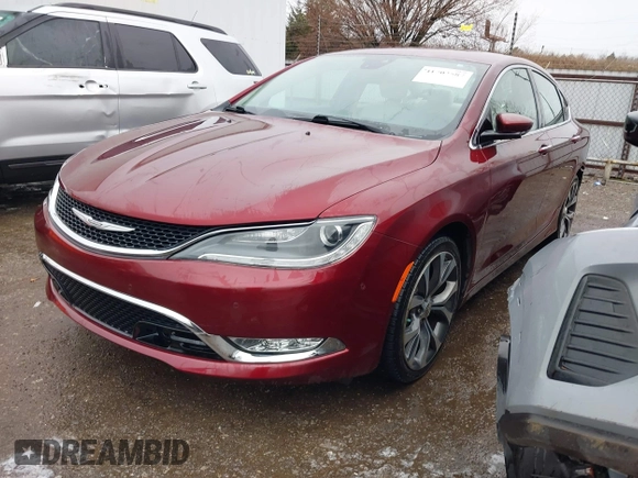 2015 Chrysler 200 C with VIN 1C3CCCCG1FN549009, listed as a IAAI auction lot 41702587 with 61,733 mi miles and . Bid and sale history available at carsss.com. Image 2.