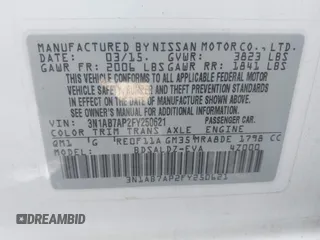 2015 Nissan Sentra S with VIN 3N1AB7AP2FY250621, listed as a IAAI auction lot 41864359 with 132,577 mi miles. Bid and sale history available at carsss.com. Image 9.