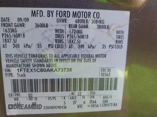 2010 Ford F-150 XL with VIN 1FTEX1C80AKA73738, listed as a IAAI auction lot 42251013 with 146,602 mi miles and . Bid and sale history available at DreamBid. Image 9.