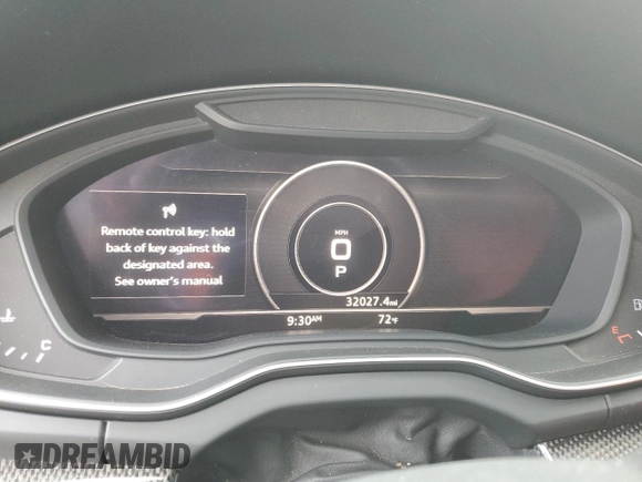 2019 Audi SQ5 Premium Plus with VIN WA1B4AFY9K2033449, listed as a Copart auction lot 72189954 with 32,027 mi miles and Salvage Title. Bid and sale history available at DreamBid. Image 9.