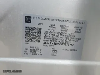 2021 Chevrolet Equinox LS with VIN 3GNAXSEV2MS173752, listed as a Copart auction lot 51205825 with 100,507 mi miles and Salvage Title. Bid and sale history available at carsss.com. Image 13.