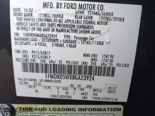 2008 Ford Taurus X SEL with VIN 1FMDK05WX8GA23924, listed as a IAAI auction lot 42019262 with 146,185 mi miles. Bid and sale history available at carsss.com. Image 9.
