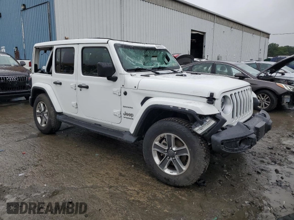 2019 Jeep Wrangler Unlimited Sahara with VIN 1C4HJXEN9KW691364, listed as a Copart auction lot 60405835 with 17,469 mi miles and Salvage title. Bid and sale history available at DreamBid. Image 4.